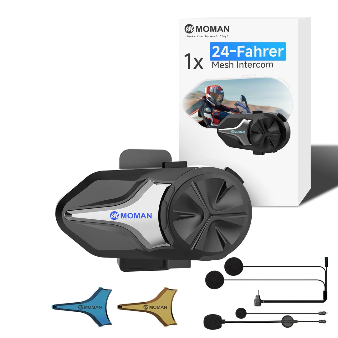 Moman CPX Motorrad Headset - 24 Motorräder Mesh Intercom, Helm Kommunikationssystem 2000M mit Multit