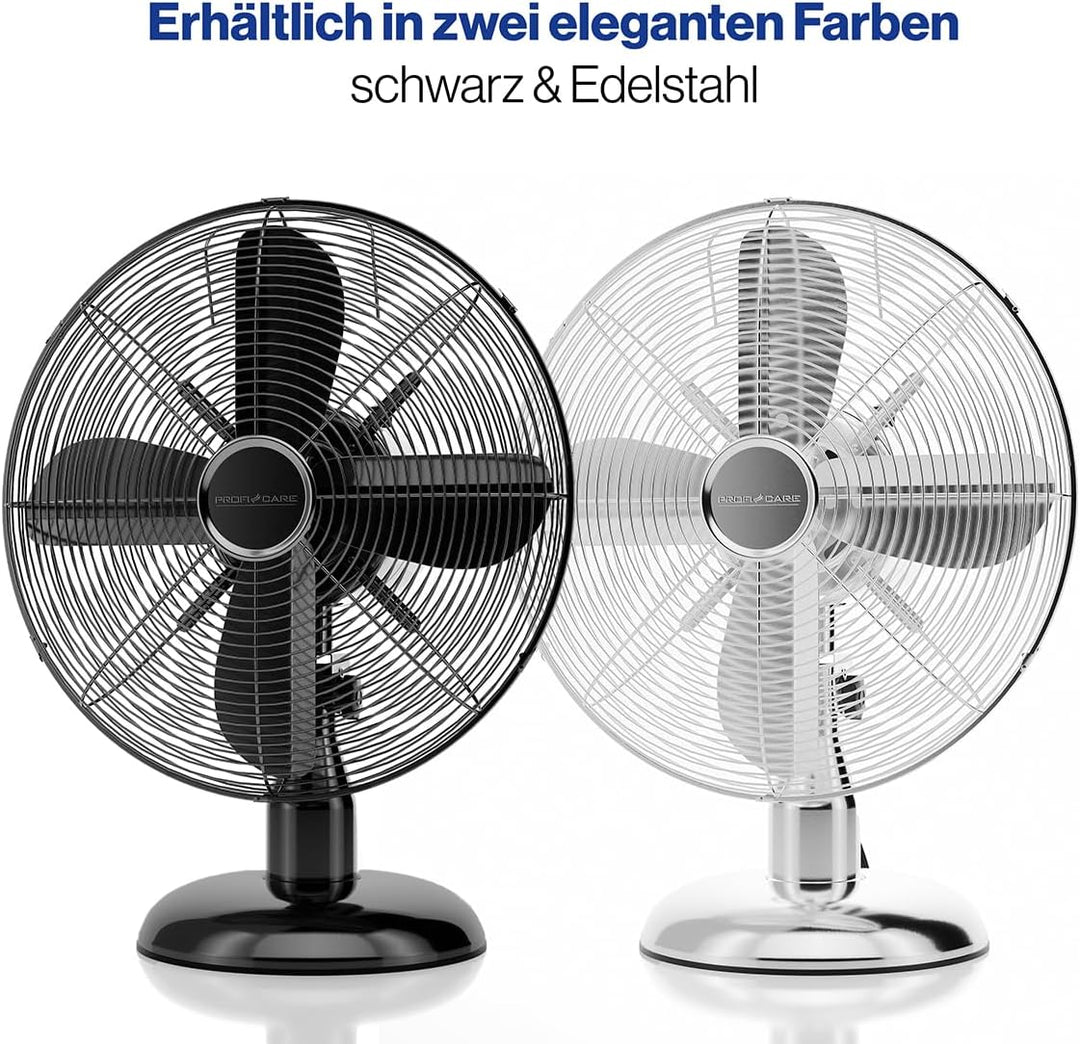 ProfiCare Ventilator mit Schwenkfunktion | Ventilator leise 3 Stufen | Ø 30 cm | Tischventilator 35W