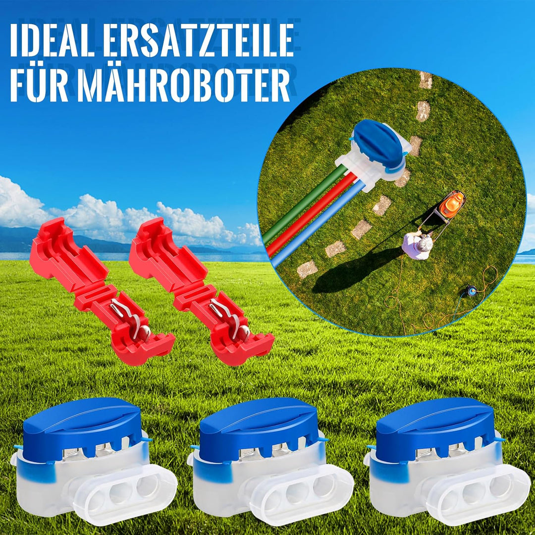 Royouzi 30 stk Anschlussklemmen für Mähroboter, 20stk Kabel Verbinder mit 10stk Anschlussklemmen,Was