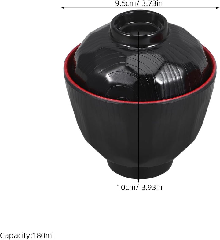 Veemoon 2 Miso-Suppenschalen mit Deckel – 180 ml japanische Reisschalen zum Dämpfen von Suppenknödel
