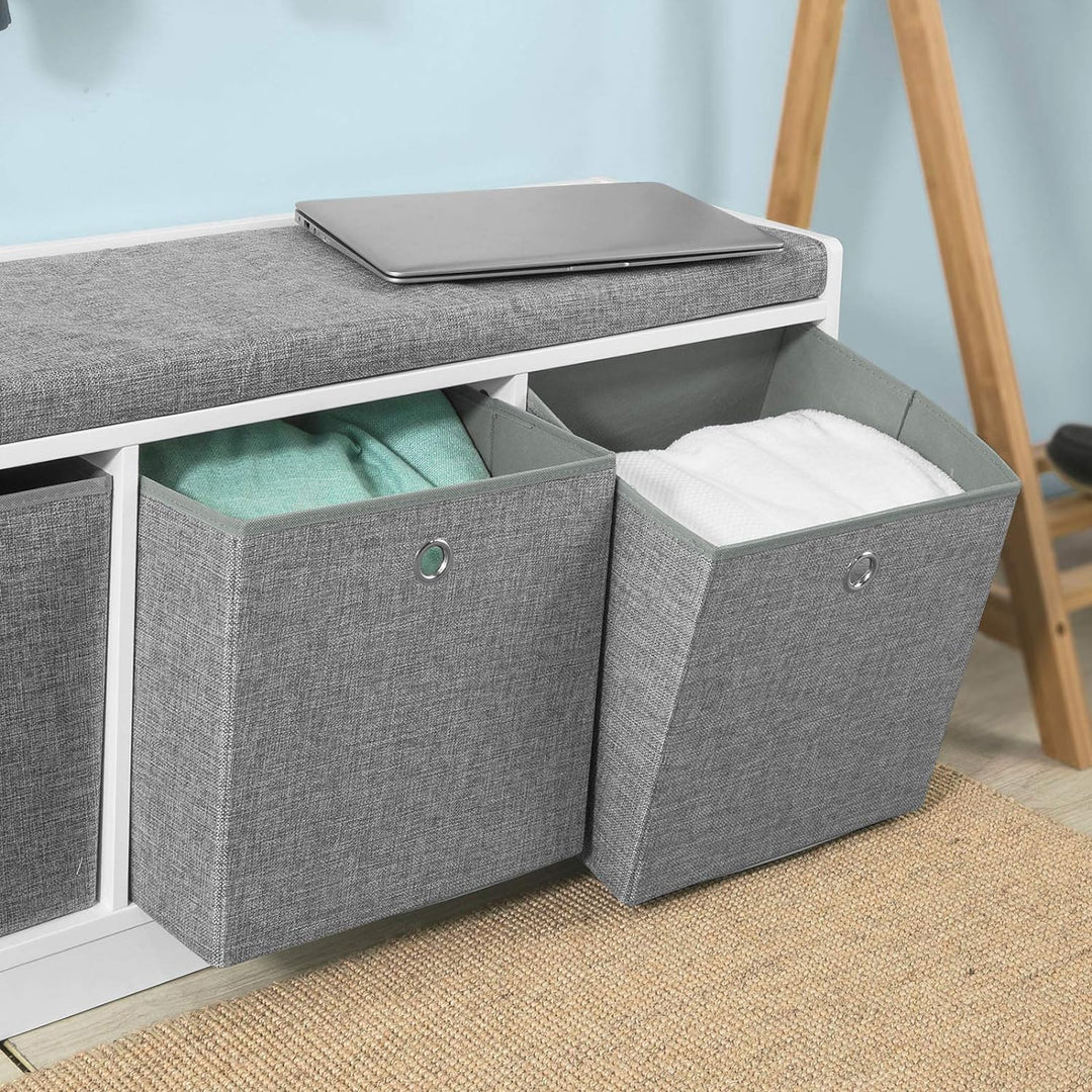 SoBuy Wandgarderobe-Set Flurset Flurmöbel Schuhbank mit Sitzfläche Flurgarderobe FSR65-DG+FRG282-W
