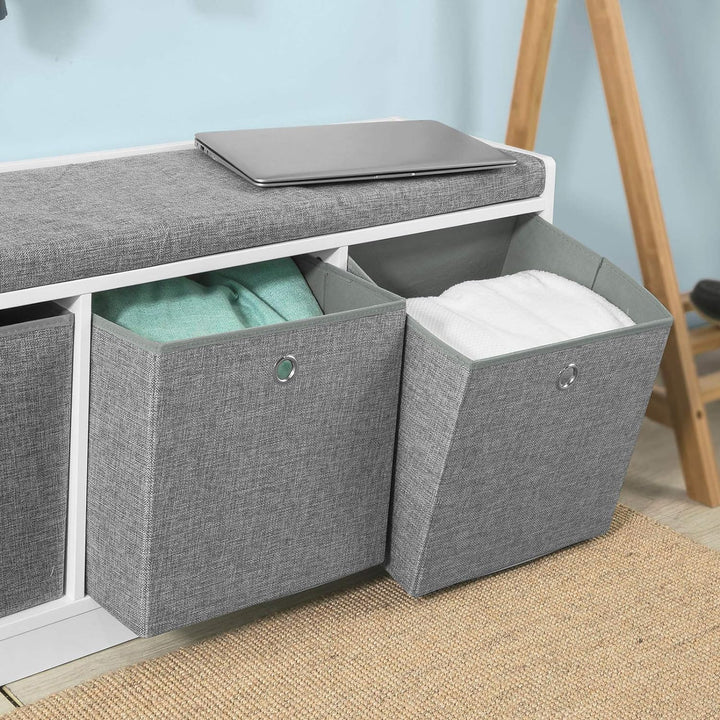 SoBuy Wandgarderobe-Set Flurset Flurmöbel Schuhbank mit Sitzfläche Flurgarderobe FSR65-DG+FRG282-W