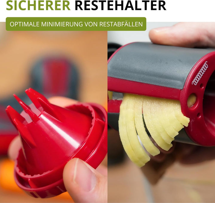 Westmark Gemüse-Spiralschneider Hand, mit 3 Schneidkegeln und Restehalter, Rostfreier Edelstahl/Kuns