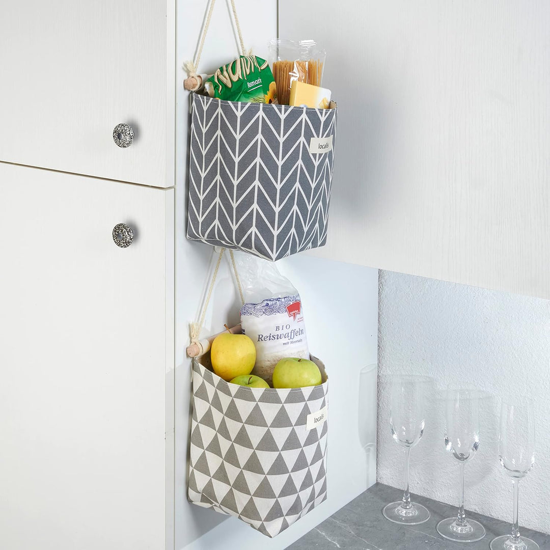 LOCALIS Hängeaufbewahrung - 2er Set - Stoff, mit Innenfutter - 14 x 14 x 19 cm (LxBxH) - Hängeorgani