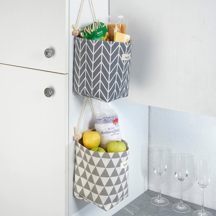 LOCALIS Hängeaufbewahrung - 2er Set - Stoff, mit Innenfutter - 14 x 14 x 19 cm (LxBxH) - Hängeorgani