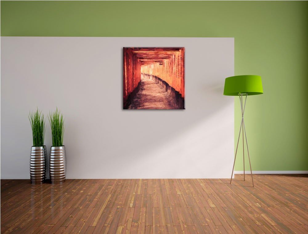 Pixxprint Gebetsgang in Japan als Leinwandbild/Grösse: 70x70 cm/Wandbild/Kunstdruck/fertig bespannt,