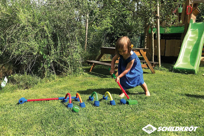 Schildkröt Soft Croquet Set, komplettes Krocket Set mit 2 Schlägern, 4 freistehenden Toren und 2 Bäl