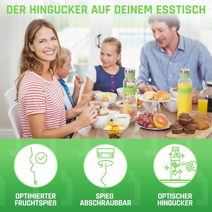 boddels Glaskaraffe mit Deckel und Sieb 1.100ml, Rutschfester Griff, Glaskaraffe mit Fruchteinsatz,