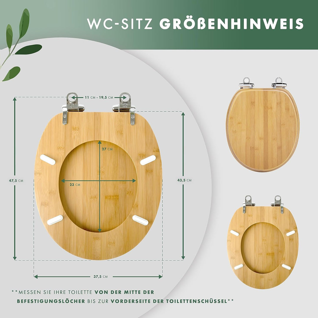 Benkstein® Premium Bambus WC Sitz mit Absenkautomatik – Quick Release Funktion – Hochwertiger Klodec