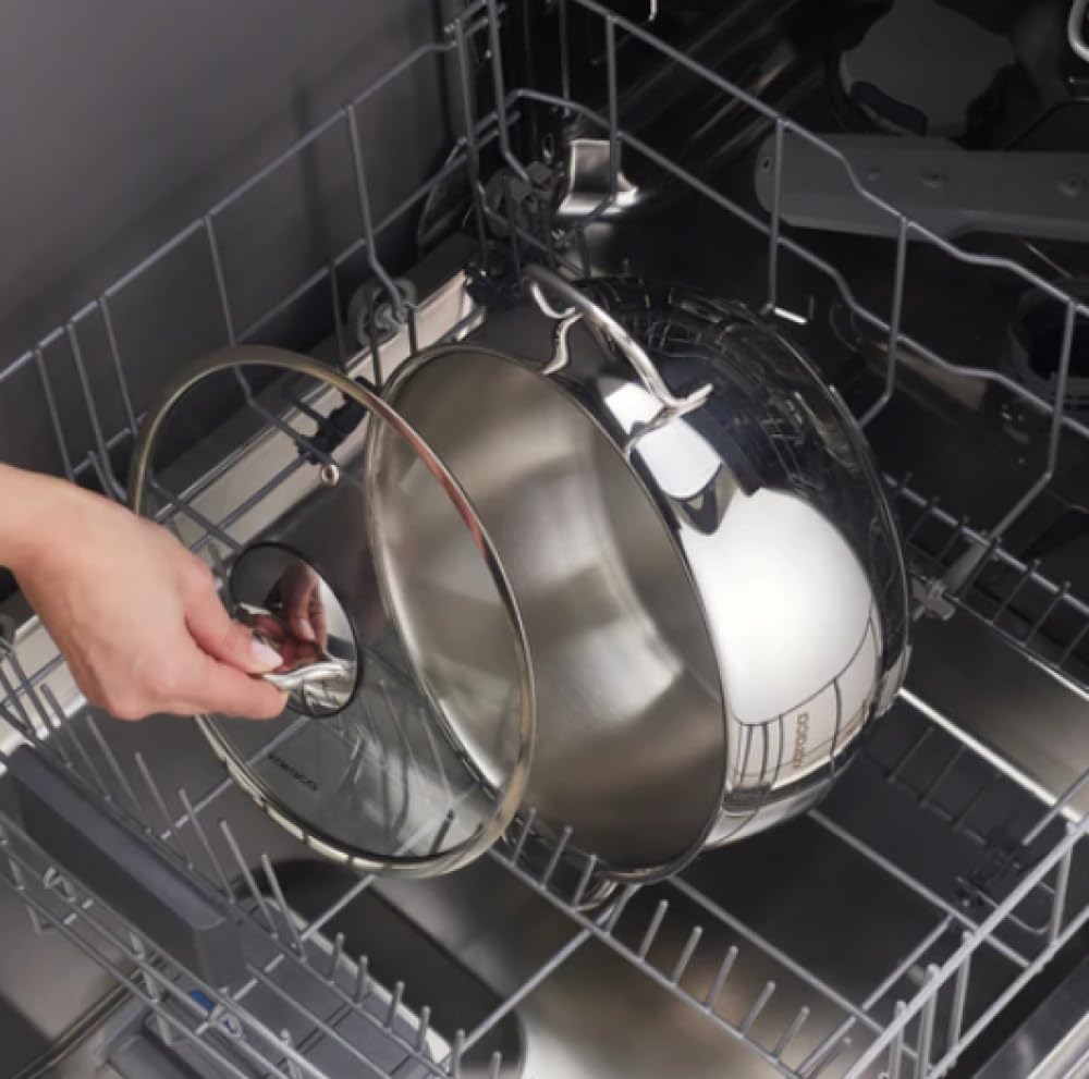 Karaca Emirgan 24 cm Edelstahl-Kochtopf Induktion mit Deckel, 5,9 L, Gleichmässige Wärmeverteilung,