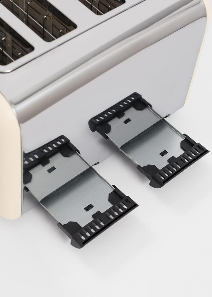 CREATE/TOAST RETRO DOUBLE/Toaster für breite Scheiben Cremeweiss/Krümelfach, 6 Leistungsstufen, Ther