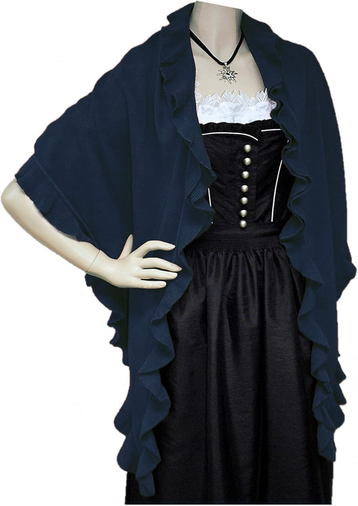 Poncho Cape Trachtentuch Umhang Stola Schultertuch Trachten-Tuch Damen Strickponcho Tracht Strick Tr