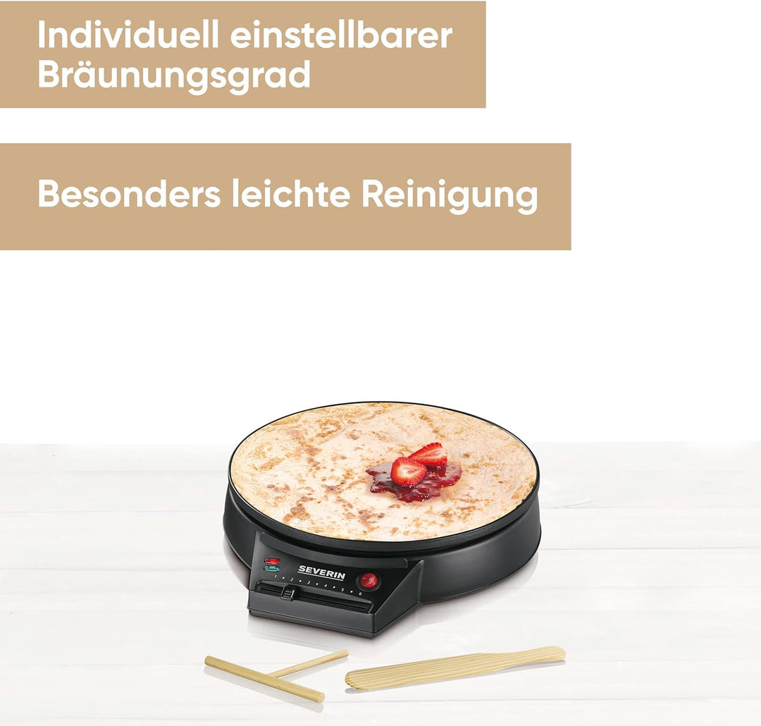 SEVERIN Crêpes Maker, Crepes-Eisen für süsse Crepes und herzhafte Galettes, Crepesmaker mit XXL Gril