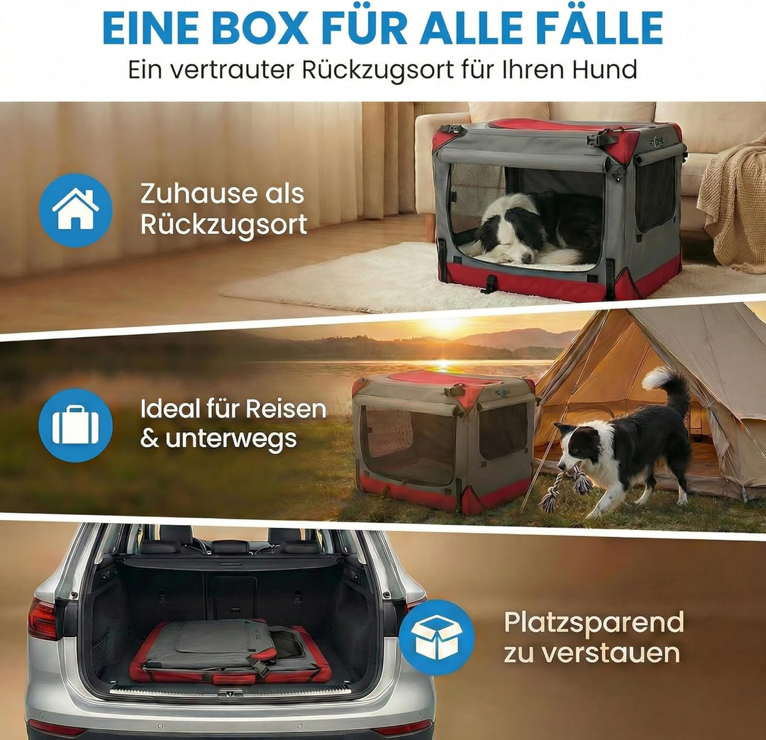 Foxdevil by xonic® Faltbare Hundebox/Katzenbox für kleine, mittelgrosse und grosse Tiere - Hundetran