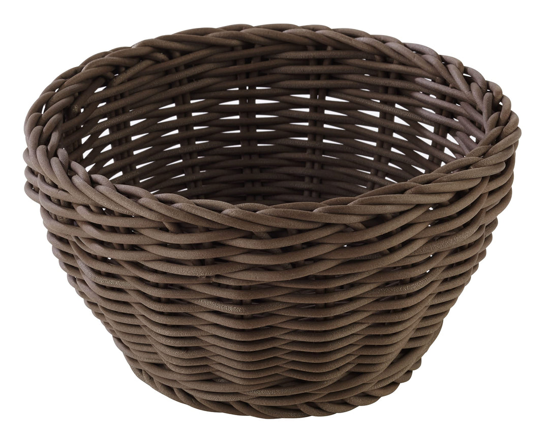 APS Korb rund „Profi Line“, dunkelbrauner Flechtkorb, Körbchen aus Polypropylen, Ø 16 cm, Höhe 8 cm