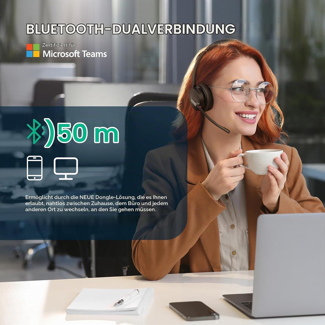 Yealink BH70 Mono Bluetooth Headset mit Mikrofon für Homeoffice, Microsoft Teams Zertifiziertes Blue