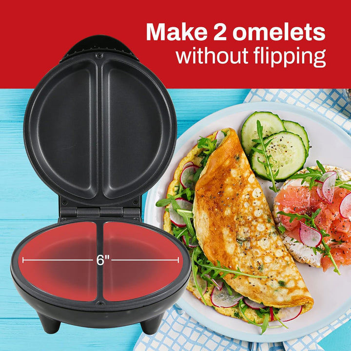 Elite Gourmet EOM205 Antihaft-Omelette, Frittata, Snack-Taschenzubereiter, Dessertzubereiter, 2 einz