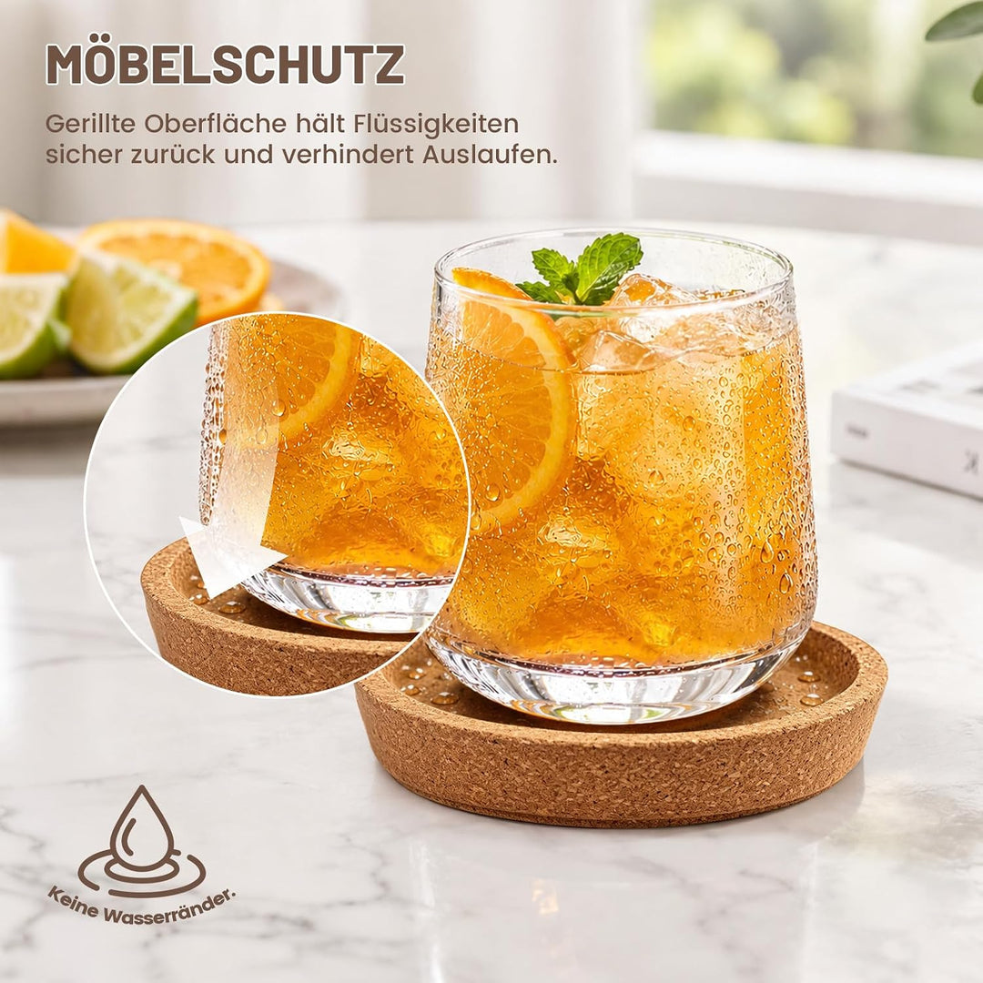 Kork Untersetzer 16 Stück, Absorbierende HitzebestäNdige Runde Kork Untersetzer (⌀10cm), Tischoberfl