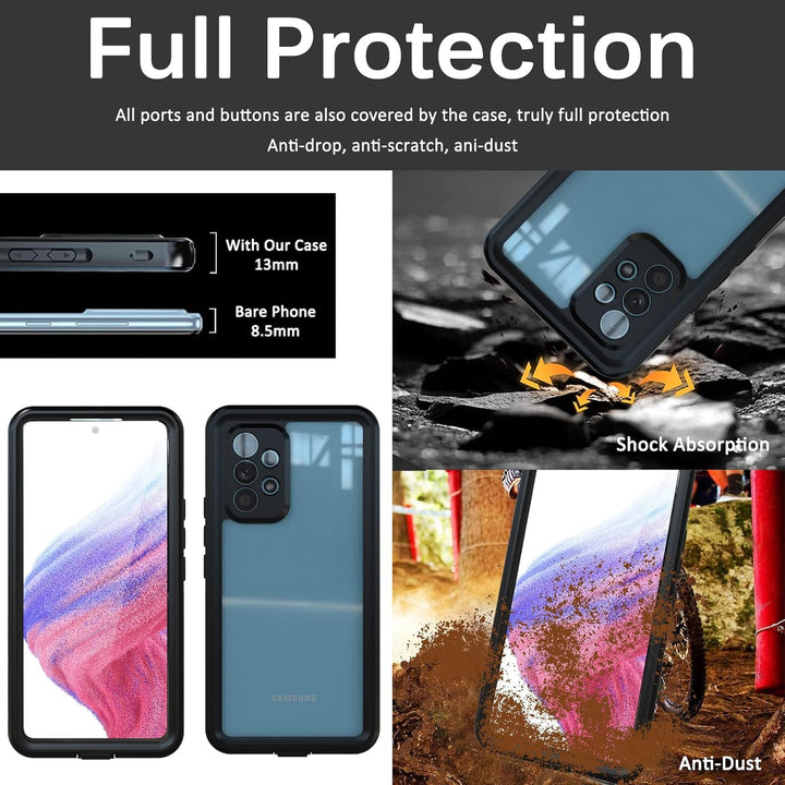 Miimall IP68 Wasserdicht Handyhülle Kompatibel mit Samsung Galaxy A54 Hülle, Galaxy A54 Hülle mit Di