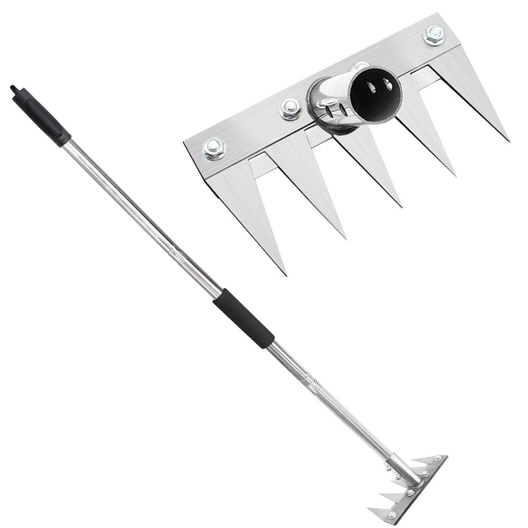 Gartenrechen mit 1,2m Metallgriff, Garden Harke Mehrzweck Garten Unkraut Werkzeug, Unkrauthacke, Tra