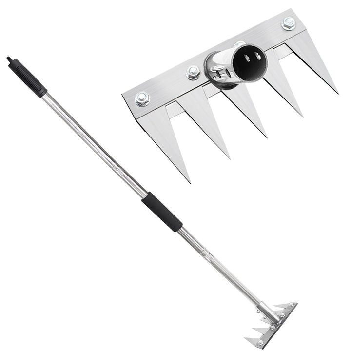 Gartenrechen mit 1,2m Metallgriff, Garden Harke Mehrzweck Garten Unkraut Werkzeug, Unkrauthacke, Tra