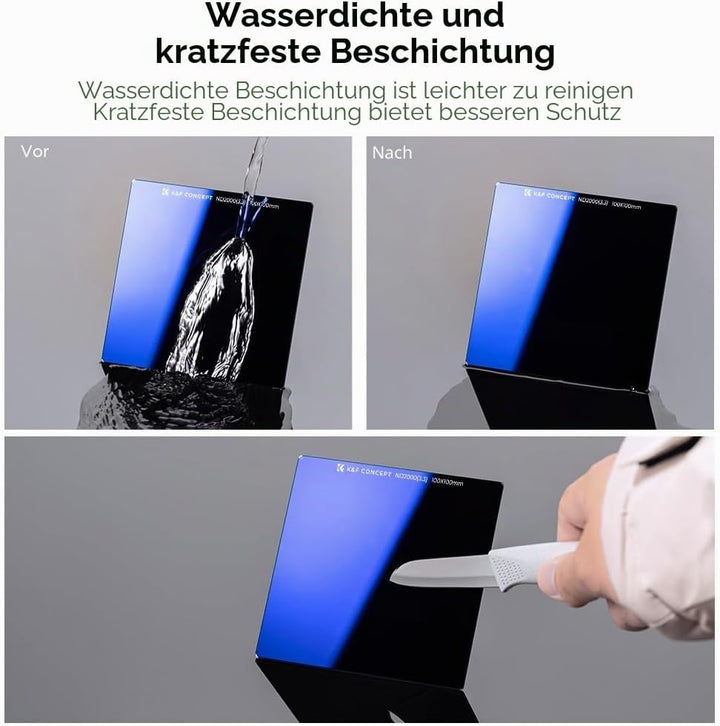 K&amp;F CONCEPT Nano-X Rechteckfilter ND4(2 Stop) 100x100mm Square Filter Graufilter aus Optisches Glas,
