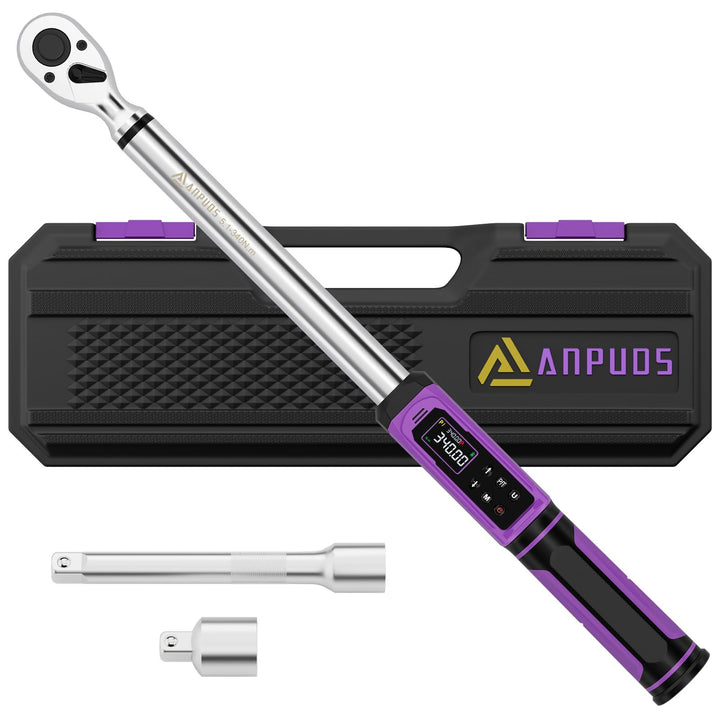 ANPUDS Digitaler Drehmomentschlüssel 1/2 Zoll, 5.1-340Nm Drehmomentschlüssel Auto Set mit ±1% Fehler