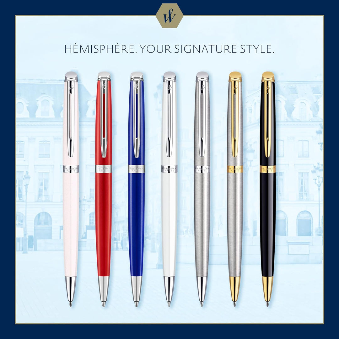 Waterman Hémisphère Kugelschreiber | Mattschwarz mit Zierteile aus 23 K Gold | Mittlere Spitze | Bla
