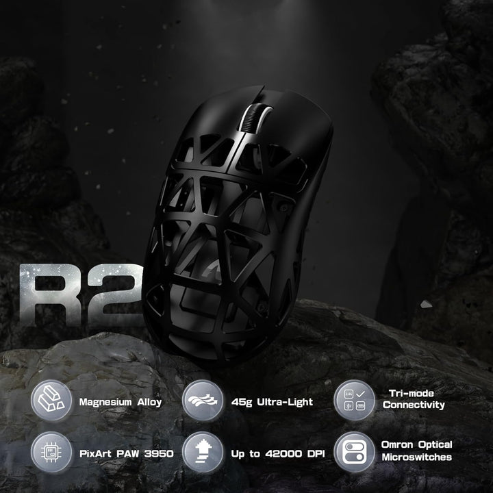 ATTACK SHARK R2PRO 45g Superlight Magnesiumlegierung Maus, PixArt PAW3950-Sensor, 42000 DPI, 8000Hz