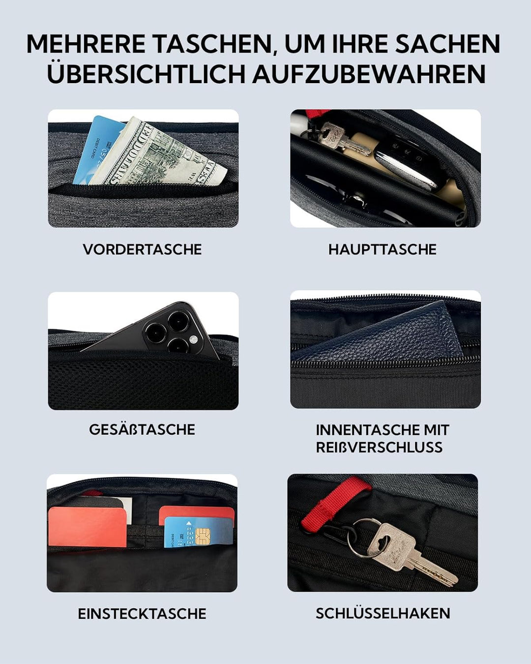 WATERFLY Bauchtasche Hüfttasche Herren Damen: Klein Gürteltasche Sport Bum Hip Bag Männer Frauen Wai