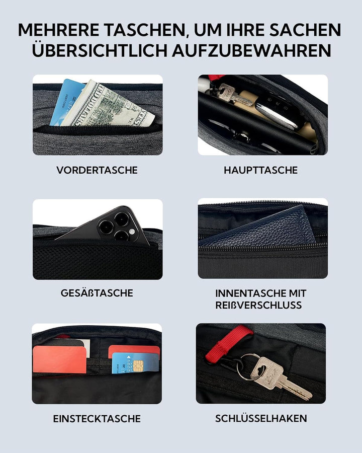 WATERFLY Bauchtasche Hüfttasche Herren Damen: Klein Gürteltasche Sport Bum Hip Bag Männer Frauen Wai