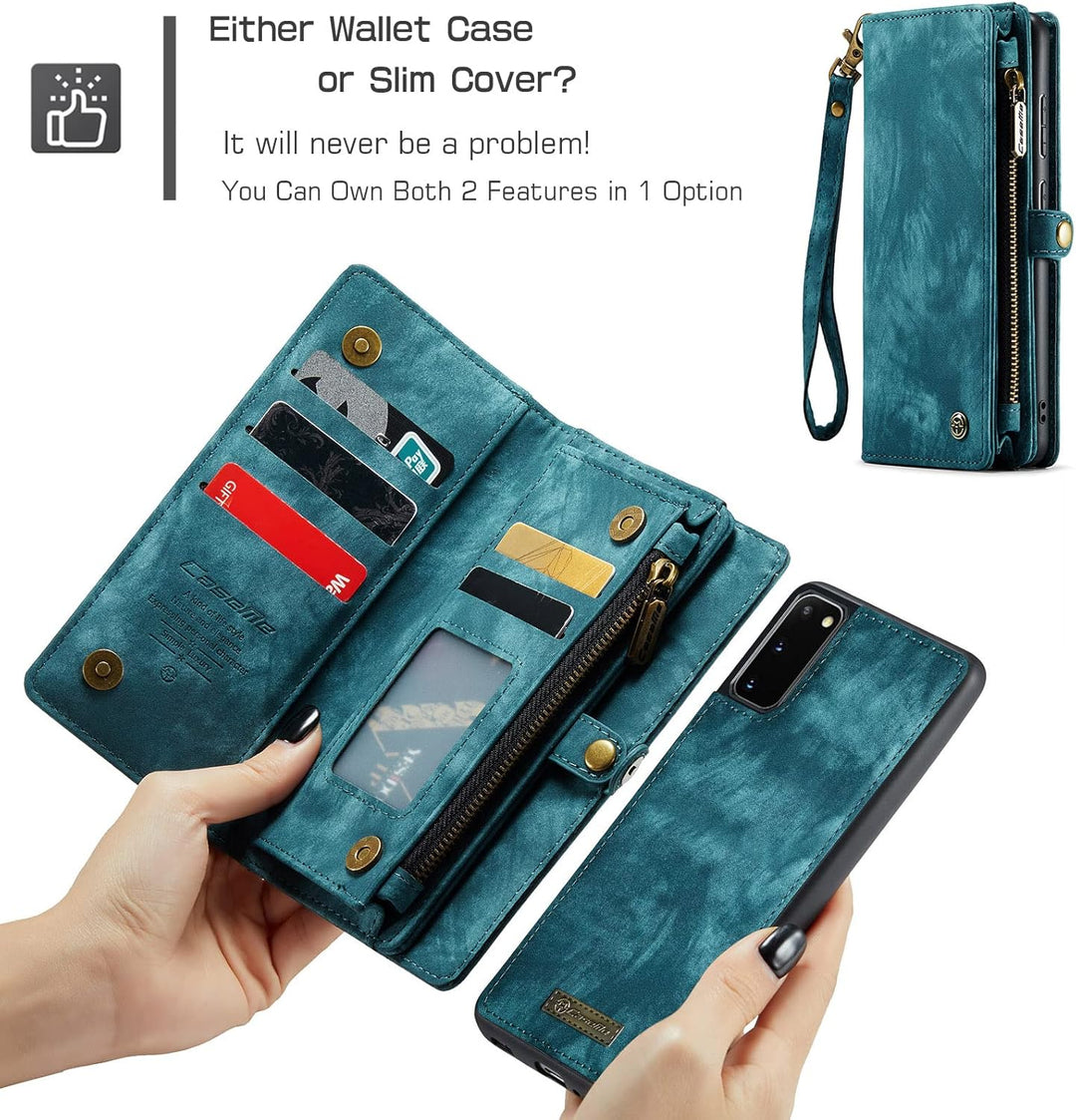 UFinetech für Galaxy S20 Hülle, Stossfest Kartenfach Magnetisch Abnehmbare Tasche Handyhülle für Sam