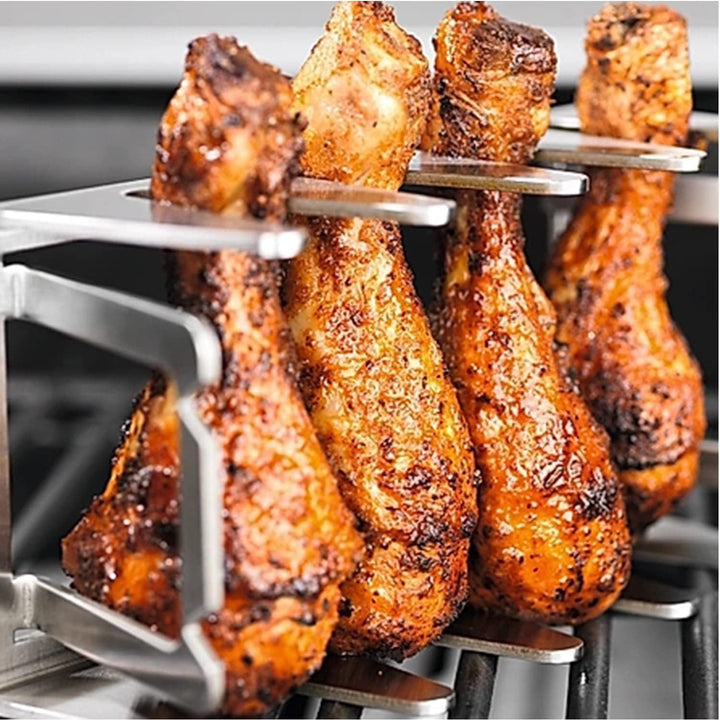 BBQ Rescher Bavarian Rescher Multi Grill Rack Robustes Edelstahl | Idealer Winkel für Fleisch, Ganz