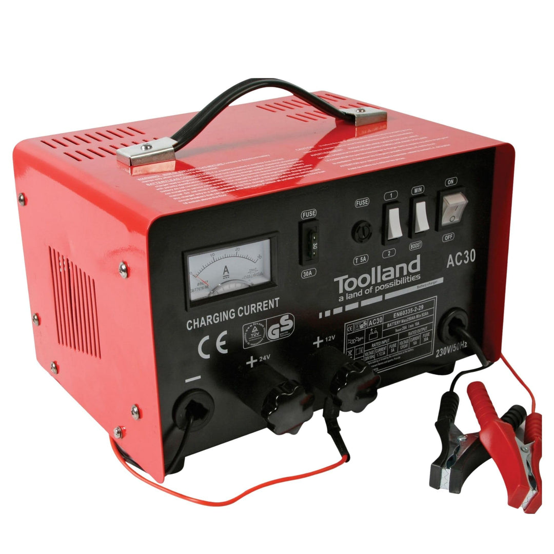 PEREL - AC30 Ladegerät Für 12/24V Blei-Säure-Akkus, Mit Boost Funktion, 375 mm x 260 mm x 210 mm Abm