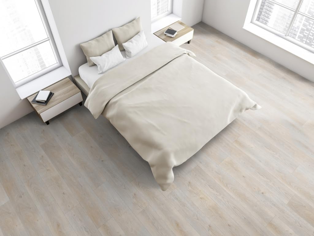 BASICfloor Eiche Hell 244x2440mm Laminatboden, XL Landhausdiele 8mm Stärke, Klick Verbindung, V Fuge