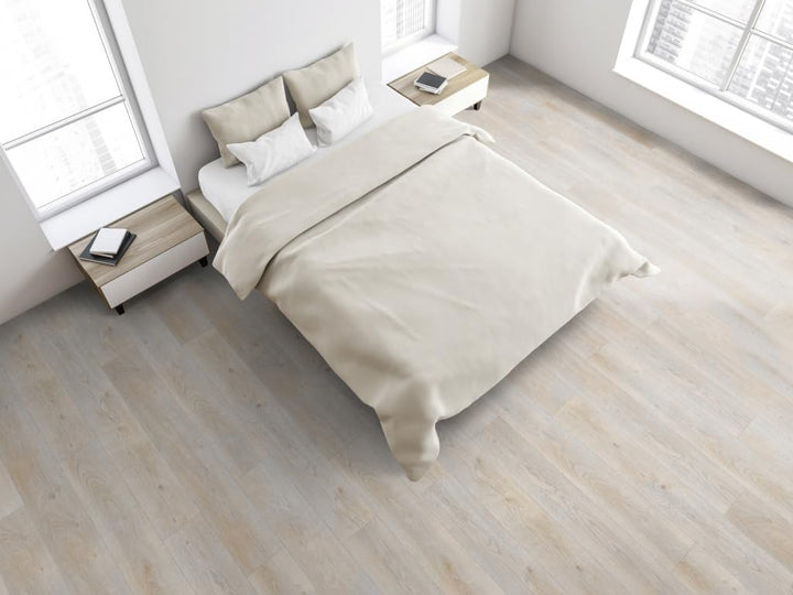 BASICfloor Eiche Hell 244x2440mm Laminatboden, XL Landhausdiele 8mm Stärke, Klick Verbindung, V Fuge