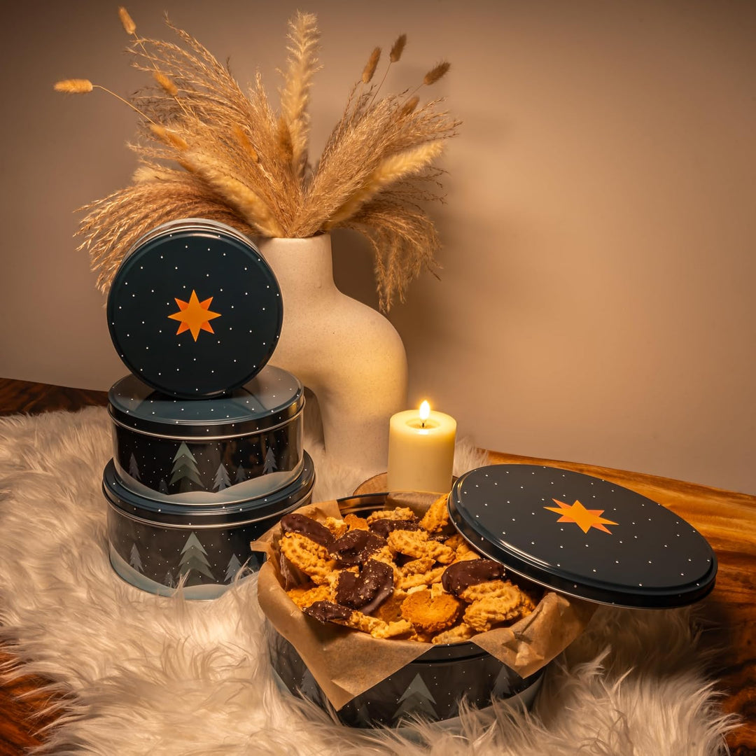 Keksdosen 4er Set | Ideal für Weihnachtsplätzchen & andere Leckereien | 4 Grössen im Set | Gebäck &