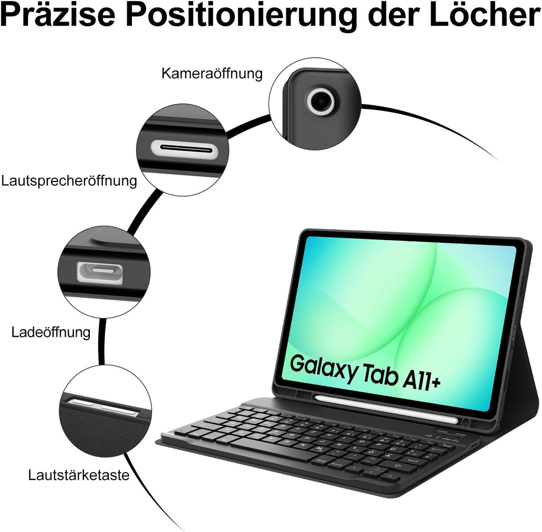 IVEOPPE Hülle mit Tastatur für Samsung Galaxy Tab A11 Plus 11 Zoll 2025, Tastatur für Samsung Teblet