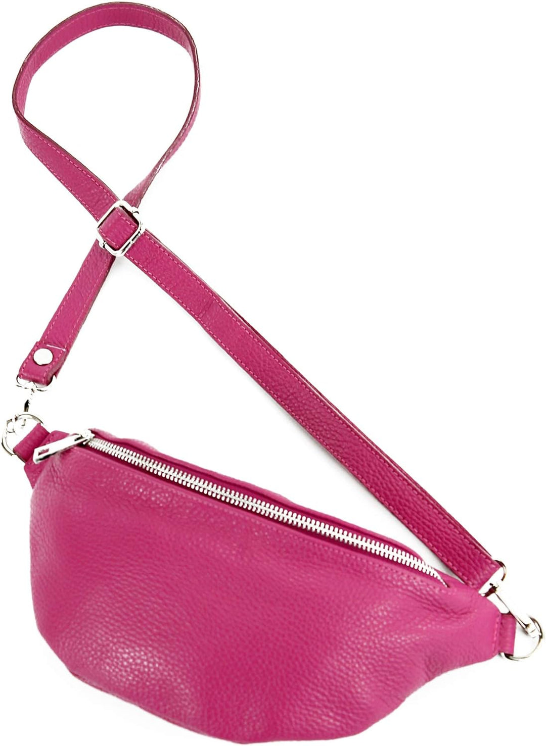 modamoda de - T211 - ital. Hüfttasche Bauchtasche Brusttasche Medium aus weichem Leder, Farbe:Pink R