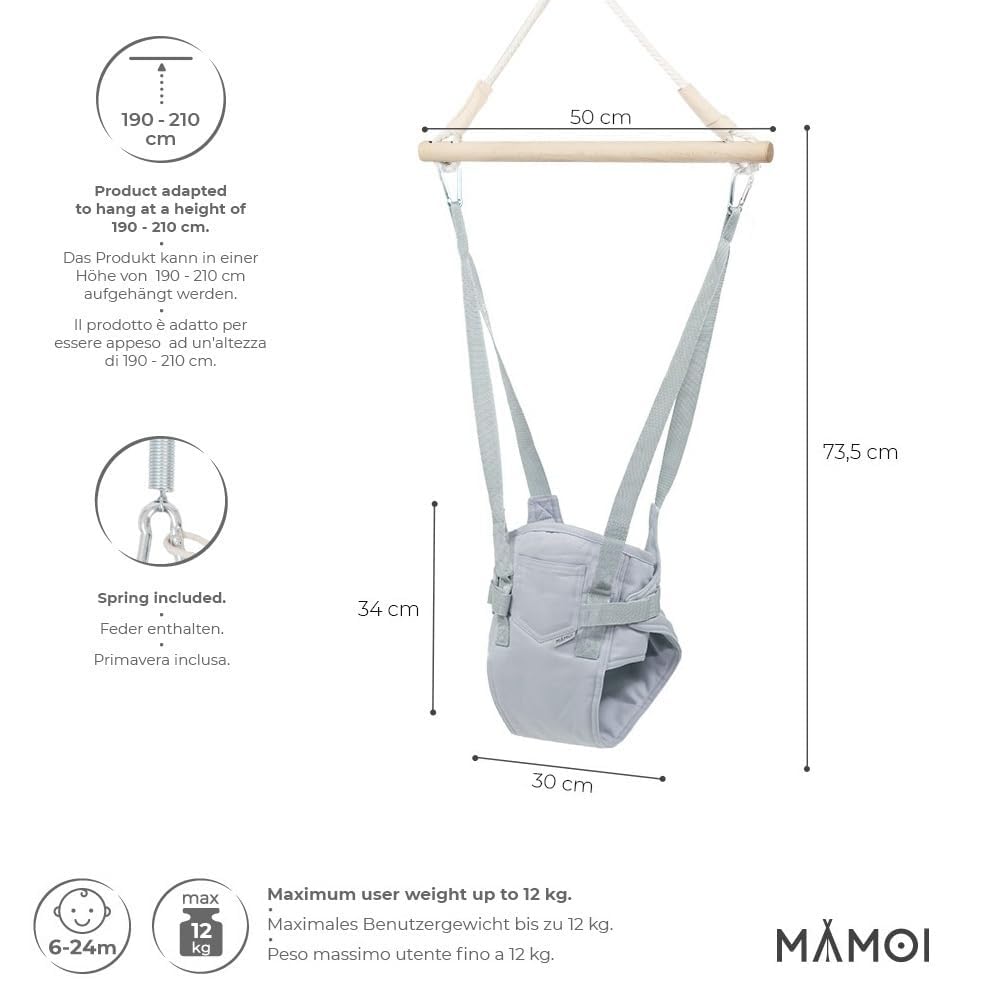 MAMOI® Baby Türhopser mit Haken zur Befestigung | Turschaukel Baby | Hüpfschaukel für Babys | Türhop