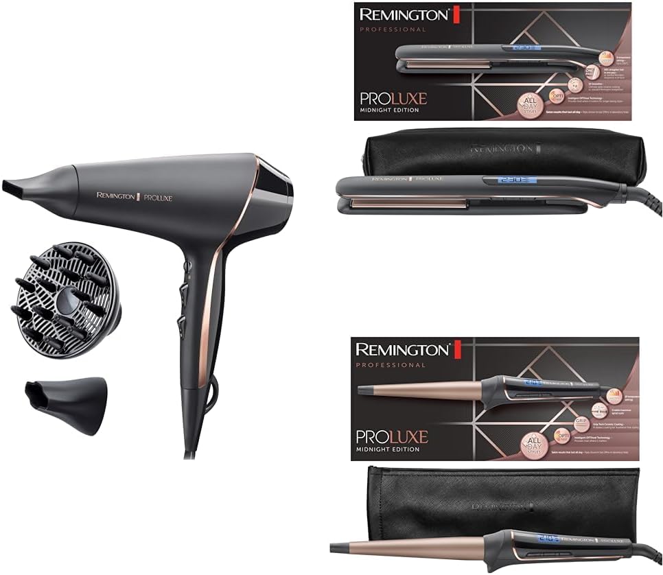 Remington Haarstylingset ProLuxe Midnight Black (OPTIheat-Technologie für schonendes Styling): Haart