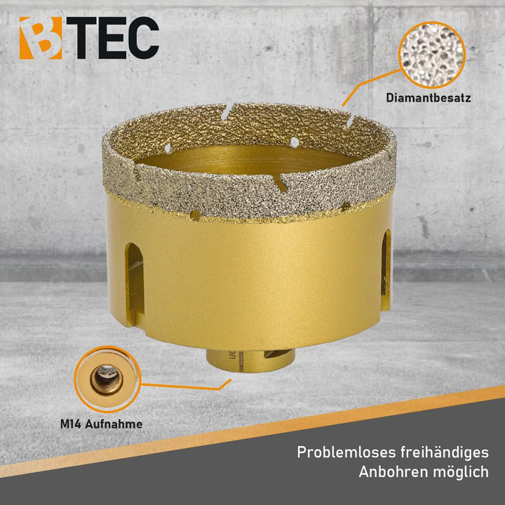BTEC Fliesenbohrkronen mit M14 Aufnahme für Feinsteinzeug Fliesen Bodenfliesen Granitfliesen Naturst