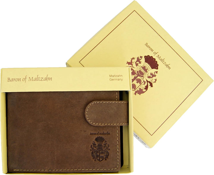Baron of MALTZAHN Herrenportemonnaie Geldbörse Vanderbilt mit Kette aus braunem Leder