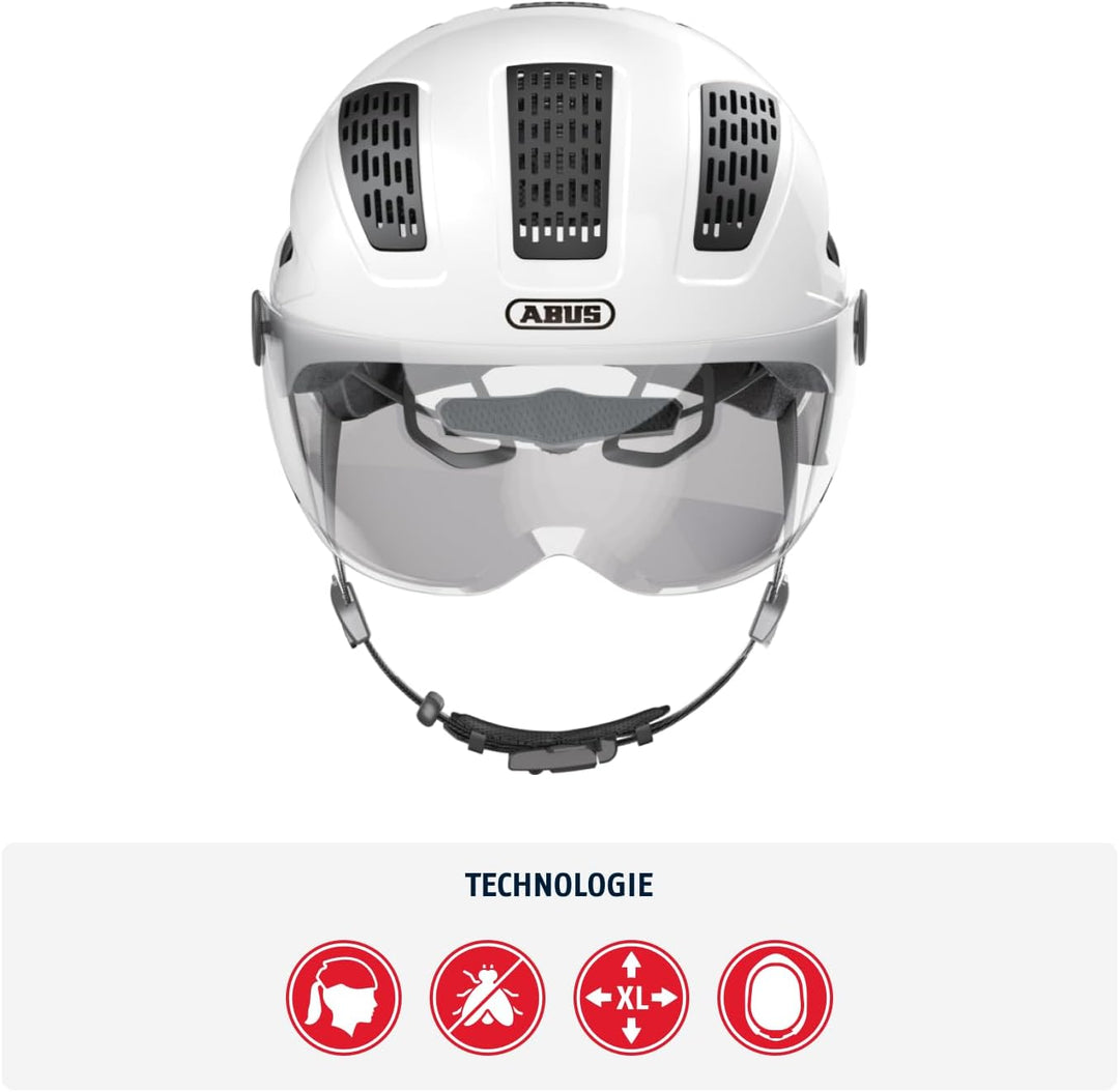 ABUS Stadthelm Hyban 2.0 ACE - Fahrradhelm mit Visier, Licht und ABS-Hartschale - für Damen und Herr