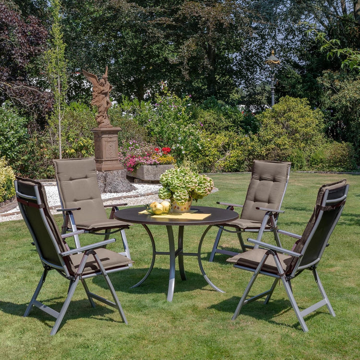 Beautissu 4er Set Gartenstuhlauflage Hochlehner Sitzpolster mit Schaumkern | 120x50x6cm Taupe weiche
