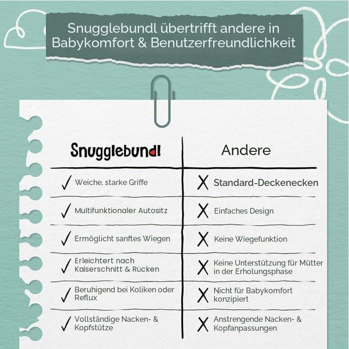 Snugglebundl Baby Bumble Babytragehilfe mit Griffen Einfach heben & legen-auch im Schlaf! 100% Bio-B