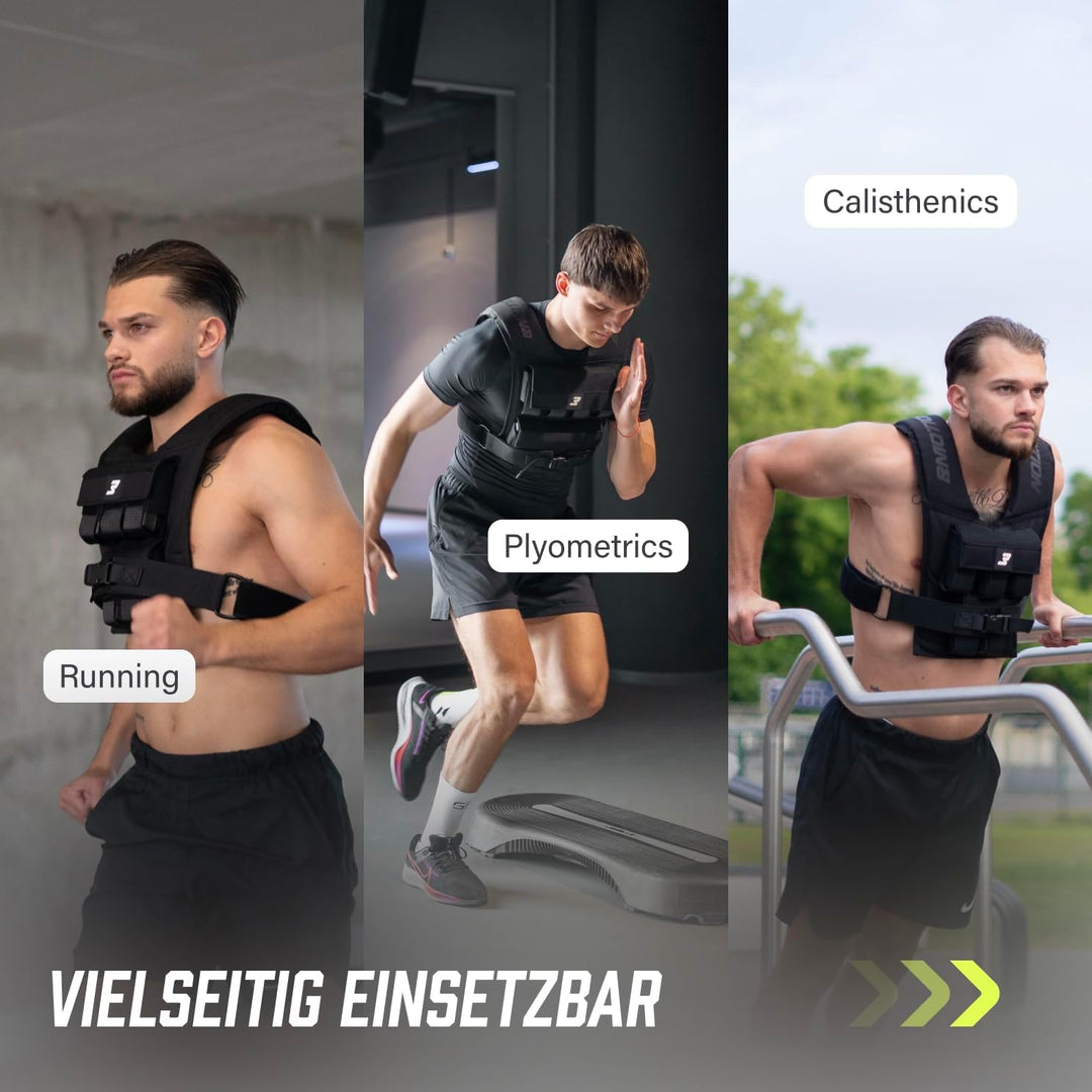Müller & Blum Premium Gewichtsweste 20 kg oder 10 kg, Verstellbare Trainingsweste mit herausnehmbare