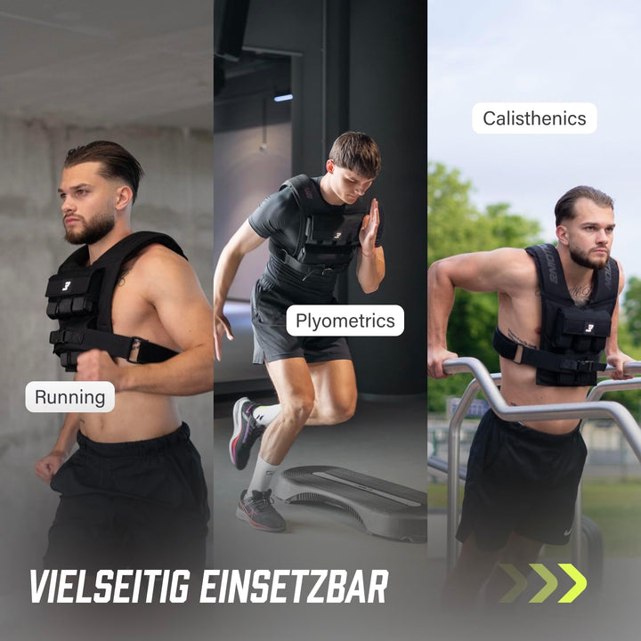 Müller & Blum Premium Gewichtsweste 20 kg oder 10 kg, Verstellbare Trainingsweste mit herausnehmbare