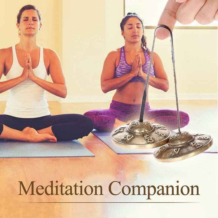 Zimbel Tibetische Meditations Tingsha Zimbeln mit Buddhistischen Glückssymbolen, Chinesische Deko, M