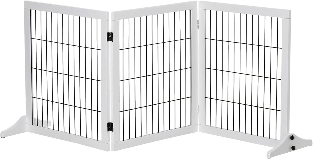 PawHut Absperrgitter für Hunde Schutzgitter Hundegitter mit Stützfüssen Treppengitter Hundeabsperrgi